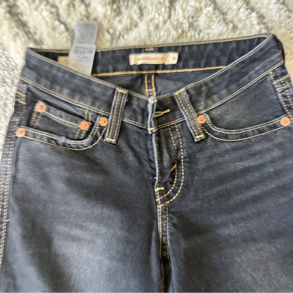 Levi’s Noughties Low Rise Bootcut Jeans Black Distressed Button Flap Pockets - Picture 14 of 15